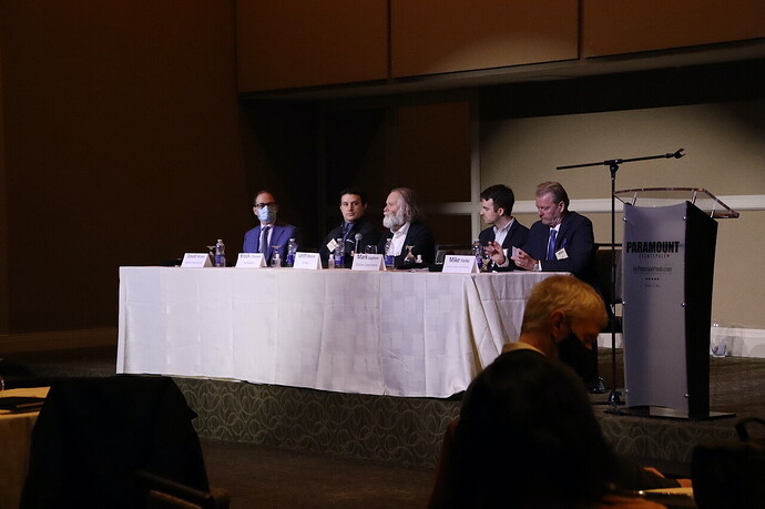 Lief Moore speaking at the centre of the panel, image courtesy of Daniel Ciufo