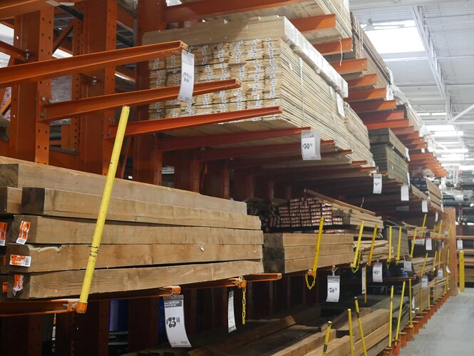 lumber at a Home Depot