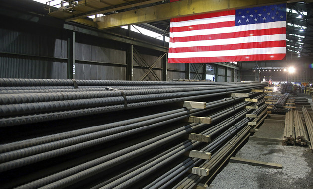 Steel rods await shipment.