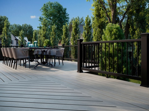 Tide Pool is one of two new colors to join the Trex Enhance® decking collection. (Photo: Business Wire)